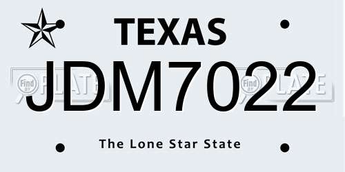 JDM7022 Texas License Plate