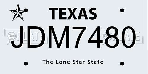 JDM7480 Texas License Plate