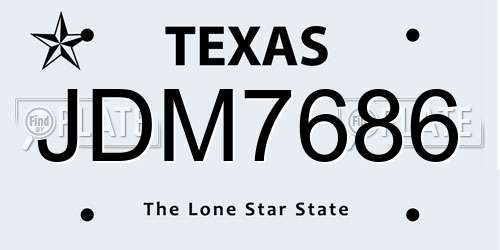 JDM7686 Texas License Plate