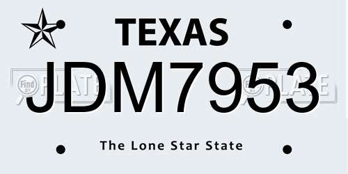 JDM7953 Texas License Plate