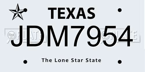 JDM7954 Texas License Plate