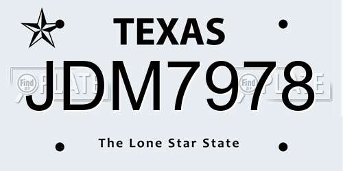 JDM7978 Texas License Plate