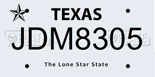 JDM8305 Texas License Plate
