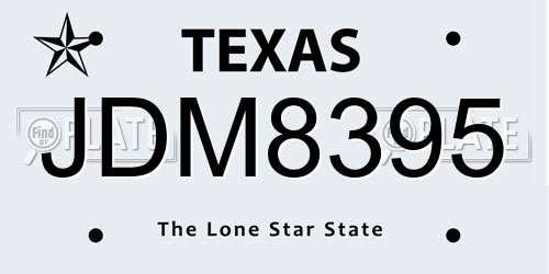JDM8395 Texas License Plate