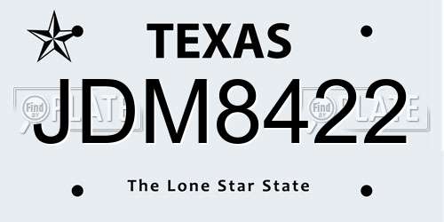 JDM8422 Texas License Plate