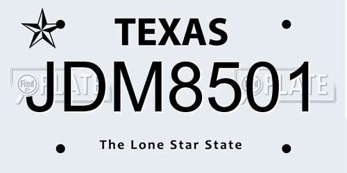 JDM8501 Texas License Plate