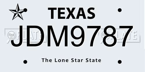 JDM9787 Texas License Plate