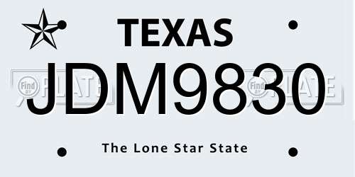 JDM9830 Texas License Plate
