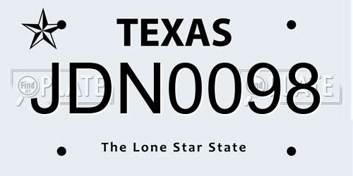 JDN0098 Texas License Plate
