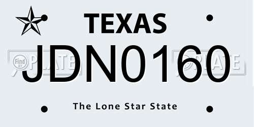 JDN0160 Texas License Plate