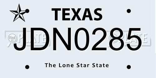 JDN0285 Texas License Plate