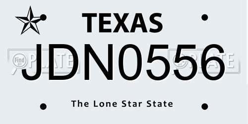 JDN0556 Texas License Plate