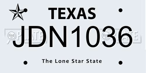 JDN1036 Texas License Plate