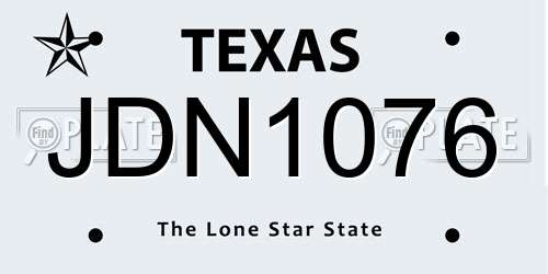 JDN1076 Texas License Plate