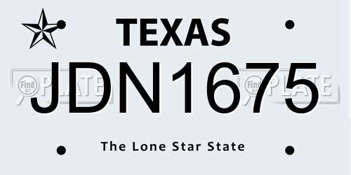JDN1675 Texas License Plate