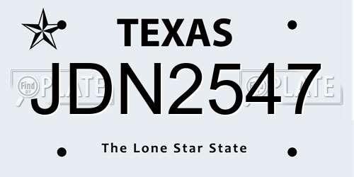 JDN2547 Texas License Plate