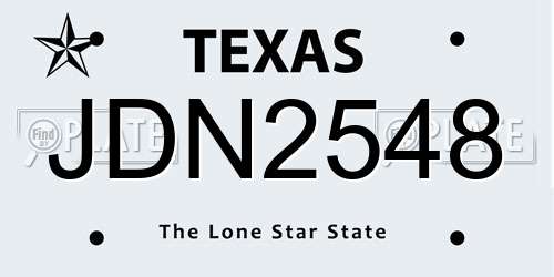 JDN2548 Texas License Plate