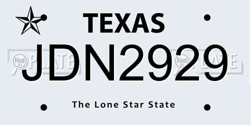 JDN2929 Texas License Plate