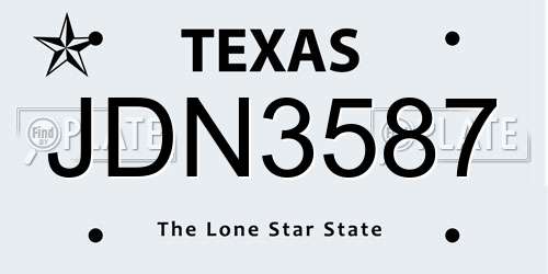 JDN3587 Texas License Plate