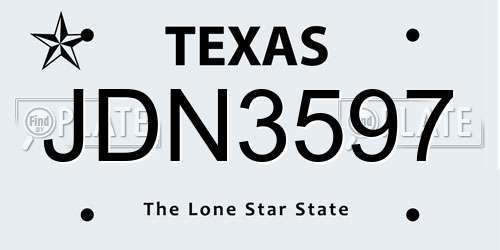 JDN3597 Texas License Plate