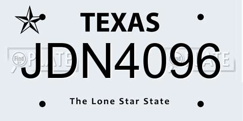 JDN4096 Texas License Plate
