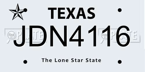 JDN4116 Texas License Plate