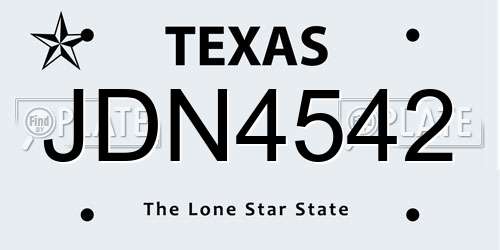 JDN4542 Texas License Plate