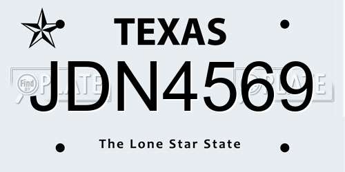 JDN4569 Texas License Plate