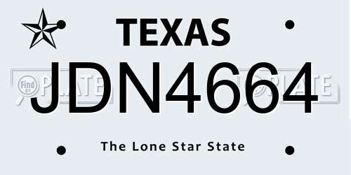 JDN4664 Texas License Plate