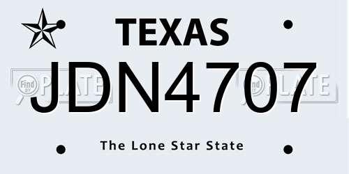 JDN4707 Texas License Plate