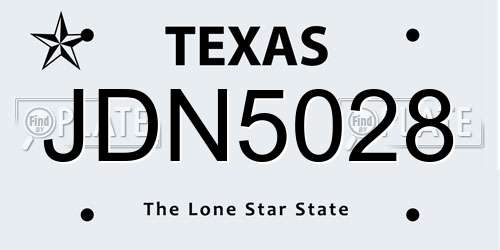 JDN5028 Texas License Plate