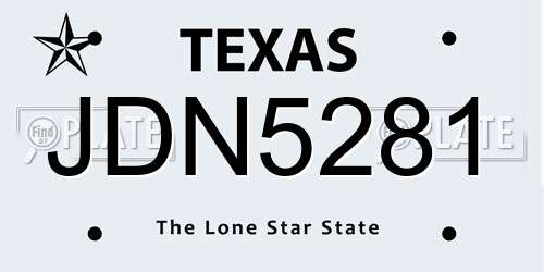 JDN5281 Texas License Plate