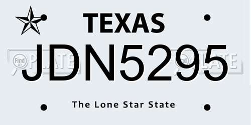 JDN5295 Texas License Plate