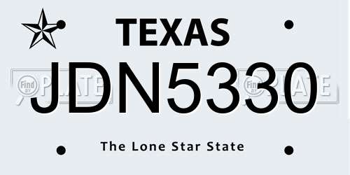 JDN5330 Texas License Plate