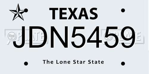 JDN5459 Texas License Plate