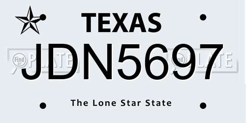 JDN5697 Texas License Plate