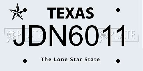 JDN6011 Texas License Plate
