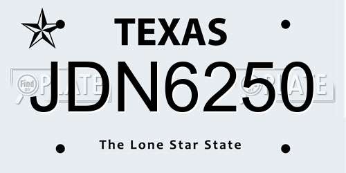 JDN6250 Texas License Plate