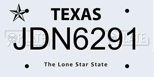 JDN6291 Texas License Plate