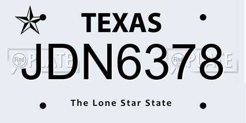 JDN6378 Texas License Plate
