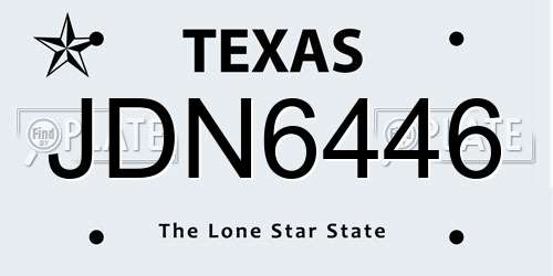 JDN6446 Texas License Plate