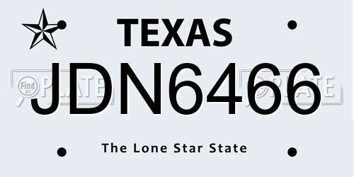 JDN6466 Texas License Plate