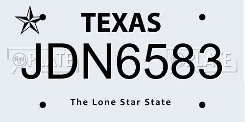 JDN6583 Texas License Plate