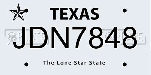 JDN7848 Texas License Plate