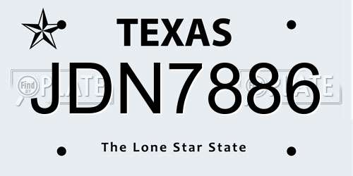 JDN7886 Texas License Plate