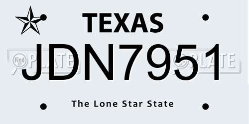 JDN7951 Texas License Plate