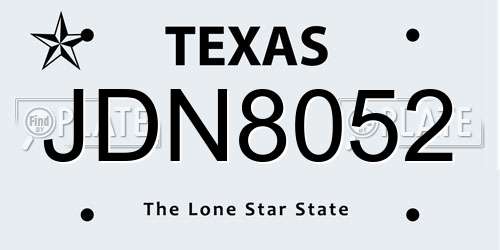 JDN8052 Texas License Plate