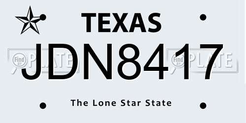 JDN8417 Texas License Plate