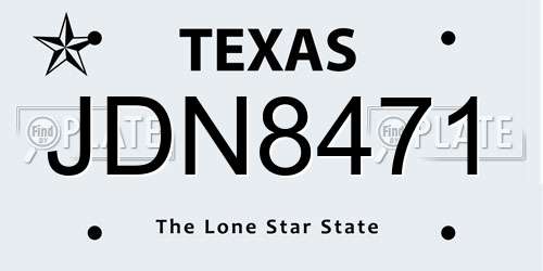 JDN8471 Texas License Plate