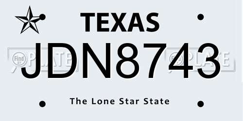 JDN8743 Texas License Plate
